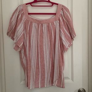 Red and white striped banana republic tshirt